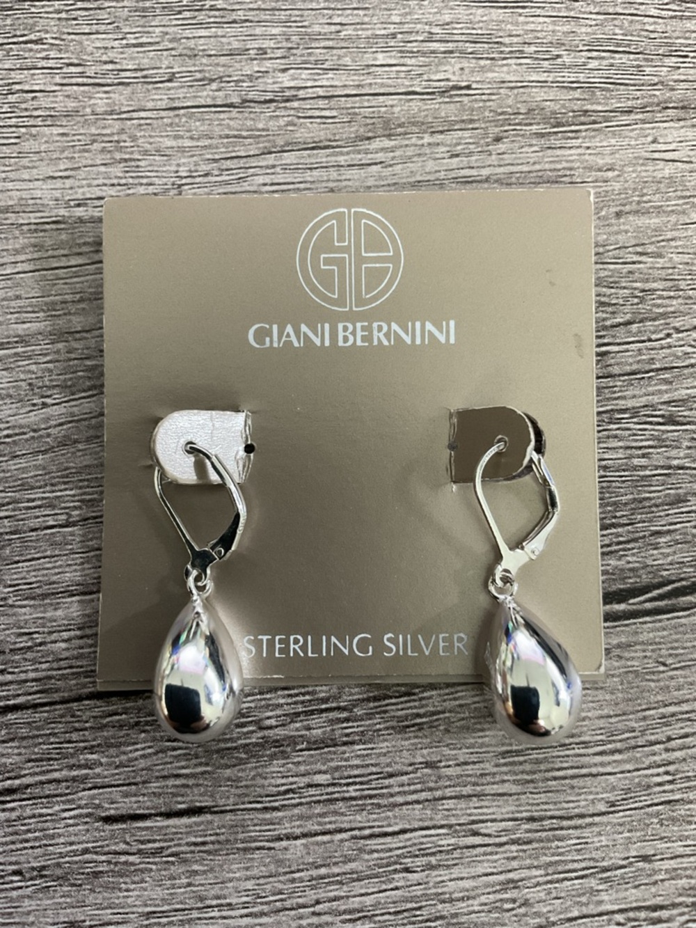 Giani Bernini Sterling Silver High-Polish Teardrop Leverback Earrings - NIB